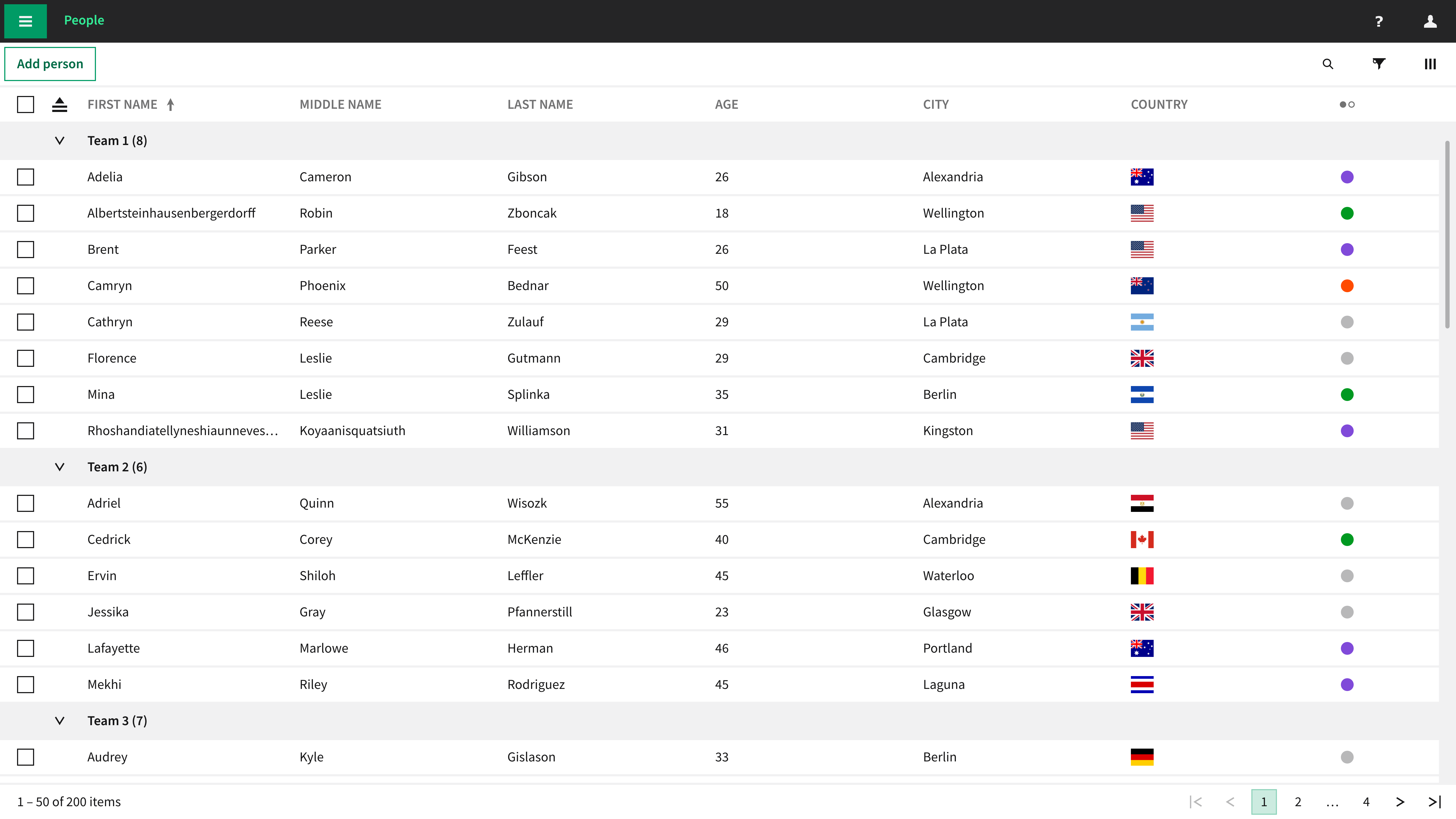 Nimble table component